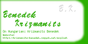 benedek krizmanits business card